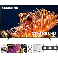 Samsung 75 Inch DU8000 Crystal UHD LED 4K Smart TV Bundle with Premiere Movie Streaming Package & TV Setup Bundle with Wall Mount + Surge Adapter + HDMI Cable & More (2024 Model)