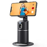 Auto Face Tracking Phone Holder, No App Required, 360° Rotation Face Body Phone Tracking Tripod Smart Shooting Camera Mount for Live Vlog Streaming Video, Rechargeable Battery-Black