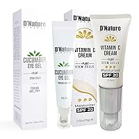 D'NATURE Facial Hydration Bundle - with Vitamin C Face Moisturizer with SPF 20, Hydrating Eye Gel with Aloe Vera Extract and Hydrolyzed Collagen and Cleanser with Plant Stem Cells Bundle