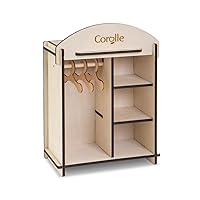 Corolle Mon Grand Poupon 9000141380 Wooden Wardrobe with 3 Hangers for All 30-36 cm Dolls, Can Be Dismantled for Storage, from 3 Years