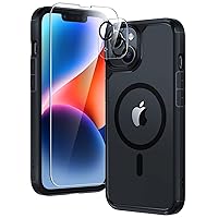 TAURI 5-in-1 Magnetic for iPhone 13 Case for iPhone 14 Case, [Designed with Magsafe] with 2 Screen Protector +2 Camera Lens Protector, Shockproof Case for iPhone 13/14, Black