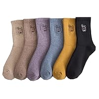 6 Pair Socks Women Long Thick Socks Set Cute Style Floor Sokken Girl Kawaii