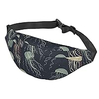 Fanny Pack For Men Women Casual Belt Bag Waterproof Waist Bag Jellyfish Pattern Running Waist Pack For Travel Sports