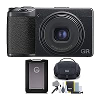 Ricoh GR IIIx Digital Camera Bundle with 5 TB Portable Hard Drive, Gadget Bag with Accessory and Cleaning Kit (3 Items)