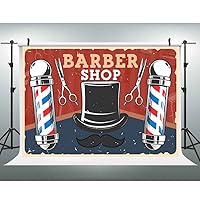 EOA 7(W) x5(H) FT Barbershop Party Photography Backdrop, Hairstylist Haircut Salon Shave Home Bar Party Background, Photo Booth Studio Props-Red Background, Barbershop red, 7' x 5' (10645)