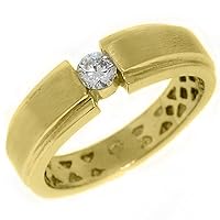 14k Yellow Gold Mens Solitaire Round Diamond Ring .27 Carats