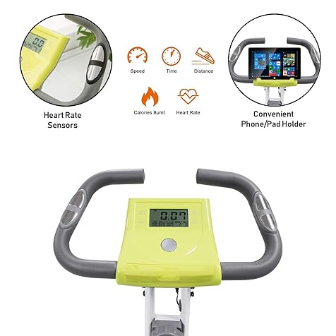 LEIKE X Bike Ultra-Quiet Folding Exercise Bike, Magnetic Upright Bicycle with Heart Rate,LCD Monitor and easy to assemble