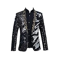 Luxury Royal Blue Sequin Dress Blazer Men Nightclub Stage Shawl Collar Suit Jacket Wedding Party Stage Blazer