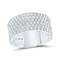 The Diamond Deal 10kt White Gold Mens Round Diamond 6-Row Pave Band Ring 4-3/4 Cttw