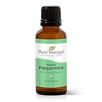 Organic Peppermint Essential Oil 100% Pure, USDA Certified Organic, Undiluted, Natural Aromatherapy, for Diffusion, Skin, Hair, Therapeutic Grade 30 mL (1 oz)