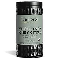 Tea Forte Wildflower Honey Citrus Organic Green Tea, Makes 35-50 Cups, 2.82 Ounce Loose Leaf Tea Canister