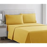 Clara Clark Full Sheets Set, Deep Pocket Bed Sheets for Full Size Bed - 4 Piece Full Size Sheets, Extra Soft Bedding Sheets & Pillowcases, Yellow Sheets Full