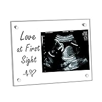 Acrylic Ultrasound Picture Frame, New Mom Gifts, Nursery Decor Sonogram Photo Frame, Baby Announcement Sign, Pregnancy Gifts for First Time Mom Dad, Baby Shower Gender Reveal Gifts Love at First Sight