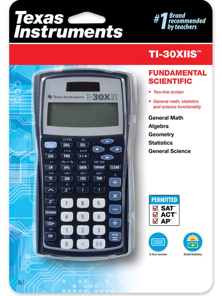 Texas Instruments TI-30XIIS Scientific Calculator, Black with Blue Accents
