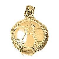 Silver 3D Soccer Ball Pendant | 14K Yellow Gold-plated 925 Silver 3D Soccer Ball Pendant