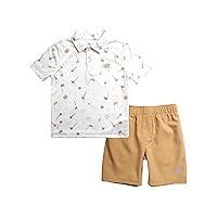 New Balance Boys' Shorts Set - 2 Piece Performance Polo Shirt and Golf Shorts - Summer Outfit for Toddlers (2T-7)