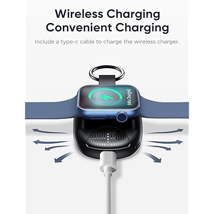 Portable Charger, 1000mAh Magnetic Keychain Wireless Power Bank for iWatch with 4 LED Indicators, Apple Watch Accessories Compatible for All Apple Watch Series