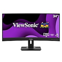 ViewSonic VG3456C 34 Inch 21:9 UltraWide QHD 1440p Curved Monitor with Ergonomic Design, 100W USB C, Docking Built-in, Gigabit Ethernet for Home and Office
