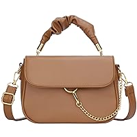 KKXIU Ruched Crossbody Bags for Women and Teenagers Trendy Vegan Leather Top Handle Shoulder Purses