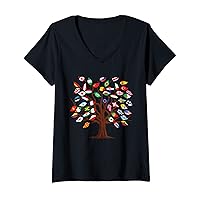 Womens Flags of Countries of the World international flag tree kid V-Neck T-Shirt