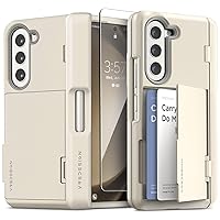 VRS DESIGN Terra Guard Modern GO S for Galaxy Z Fold 5 5G Phone Case (2023), Premium Modern Hinge Protection Card Holder Wallet Case with S Pen Compartment & Screen Protector (Cream)