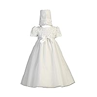 Long White Embroidered Satin Ribbon Tulle Bodice Tulle Skirt and Matching Hat