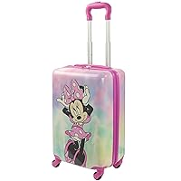 FUL Disney Minnie Mouse 21 Inch Kids Carry On Luggage, Hardshell Rolling Suitcase with Spinner Wheels, Pink