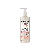 Peaches & Clean Deep Cleansing Milk - 4 in 1 Milk Cleanser & Makeup Remover with Peach Extract, Ginseng & Jojoba Oil - Hydrating Facial Cleanser for Clarified & Energized Skin (350ml)