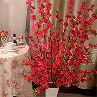 5Pcs Spring Peach Blossom Cherry Plum Bouquet Branch Silk Flower,Artificial Flowers Fake Flower for Wedding Home Office Party Hotel Yard Decoration