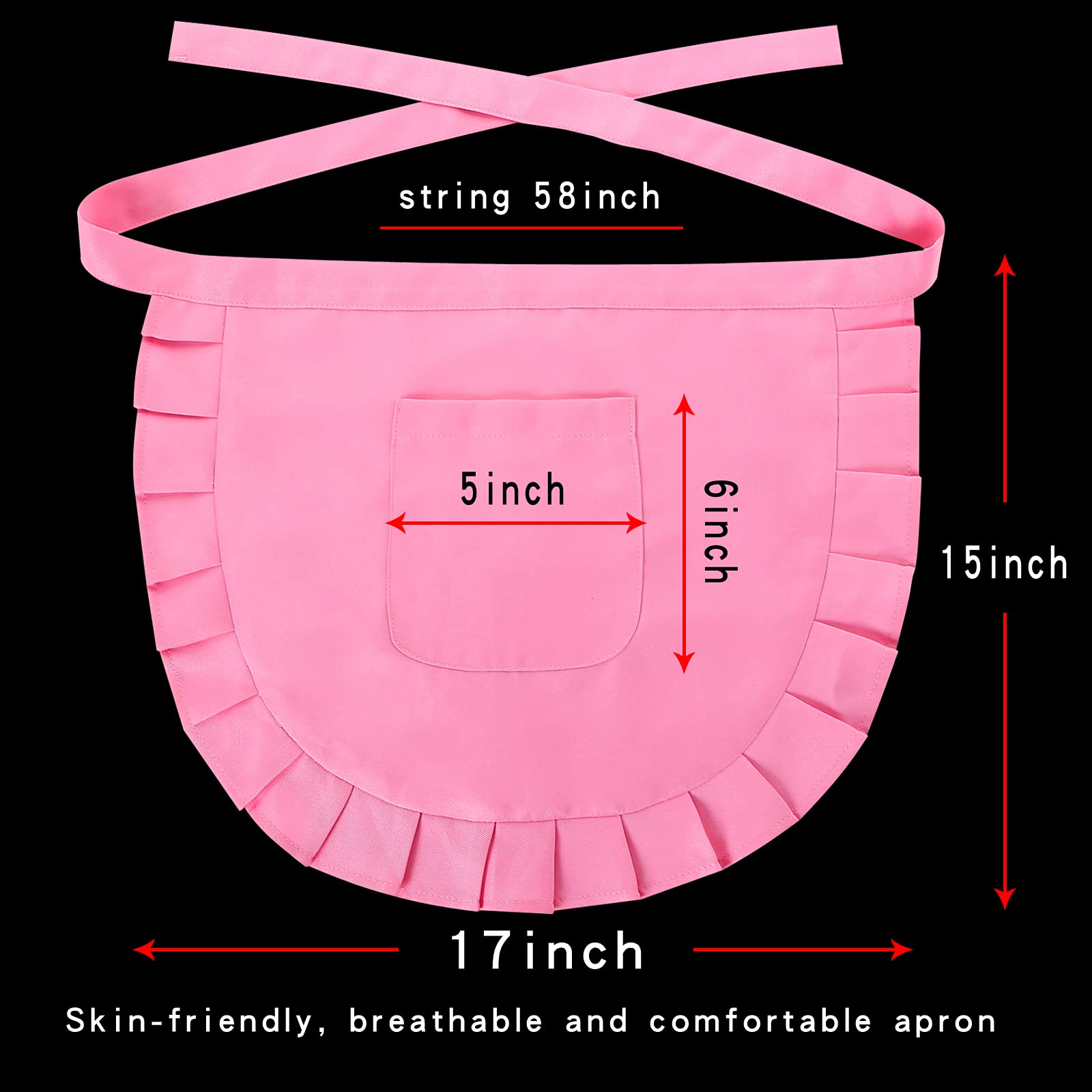 SUN2ROSE Girls Cosplay Waist Apron Tight Costume, Cotton Half Apron Kitchen Party Favors Also Fits for Kids Apron Cosplay (pink)