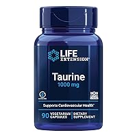 Life Extension Creatine Capsules and Taurine Supplement Bundle - 120 Creatine Capsules Promoting Strength and 1000mg Taurine for Heart Health