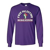 Long Sleeve Adult T-Shirt Free Palestine End Israeli Occupation DT
