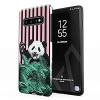Compatible with Samsung Galaxy S10 Plus Case Crazy Cute Panda Heavy Duty Shockproof Dual Layer Hard Shell + Silicone Protective Cover