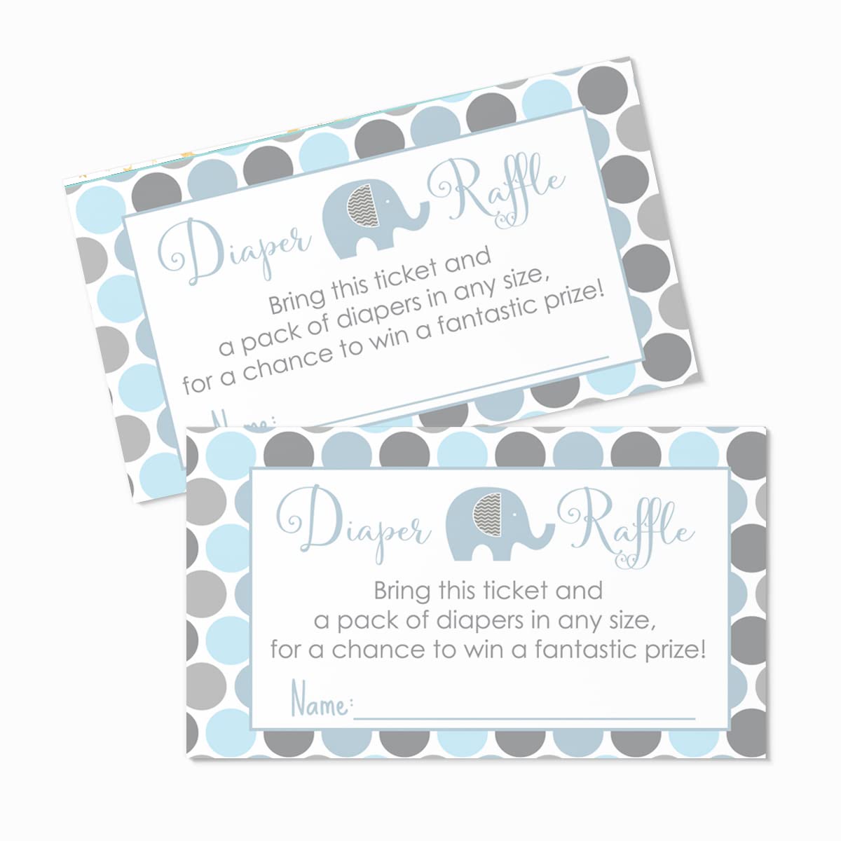 Paper Clever Party Blue Elephant Baby Shower Diaper Raffle Tickets (25 Pack) Boys Baby Shower Prize Games for Drawings - Invitation Insert Cards – Royal Prince Theme Blue - 2x3.5 Printed Set