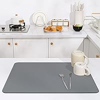 Microfiber Glass Bowl Dish Dining Table Mats Non-Slip Water Absorbent Stain Resistant Easy to Clean Place Mats 12inch by 15inch Grey,for Kitchen Countertop Home Decoration