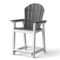 Tall Adirondack Chairs, Outdoor Balcony Chair, Patio Bar Stool Chair with Widened Arms, High Back, Footrest, 400lbs, All-Weather Bar Chair for Garden, Yard, Backyard