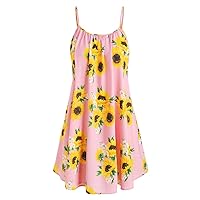Fashion Women Short Sleeve Bow Knot Bandage Top Sunflower Print Mini Dress Suits
