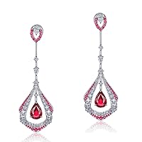 14K/18K White Rose Gold Natural Ruby Sapphire Diamond Drop & Dangle Earrings Studs for Women Ladies