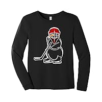 Threadrock Big Boys' Hockey Snowman Youth Long Sleeve T-Shirt - Medium, Black