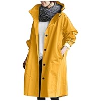 NAMTYQX Women's Trench Jackets Rain Jacket Loose Winter Hooded Oversized Elegant Windbreaker Comfortable Coat Outwear