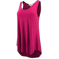 Women's High Low Tunic Casual Tank Tops Round Neck Sleeveless Flowy Loose Fit Shirts