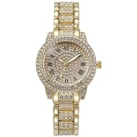 Womens Diamond Wrist Watch Silver Stainless Steel Watch Ladies Iced-Out Watch