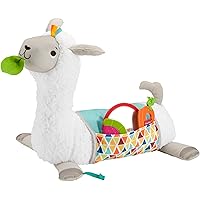 Fisher-Price Baby Plush Baby Wedge Grow-With-Me Tummy Time Llama With 3 Take-Along Toys For Sensory Play