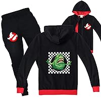 Unisex Kids Full Zip Jacket and Sweatpants Set,Ghostbusters Graphic Long Sleeve Sweatshirt with Hood for Boys