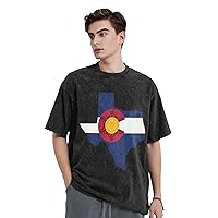 Texas Colorado Flag Man Short Sleeve T-Shirts Cotton T-Shirt