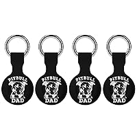 Pitbull Dad Soft Silicone Case for AirTag Holder Protective Cover with Keychain Key Ring Accessories