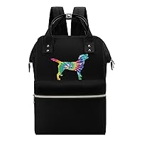 Labrador Tie Dye Dog Travel Backpacks Multifunction Mommy Tote Diaper Bag Changing Bags