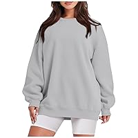 Fall Womens Hoodie 2023, Women's Round Neck Tops Cotton Casual Fashion Long Sleeve With Pocketed O-Neck Pullover Top