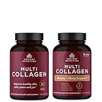 Ancient Nutrition Multi Collagen Capsules, 90 Count + Multi Collagen Capsules, Beauty & Sleep, 90 Count