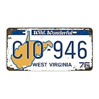 Embossed License Plate Replica, 1970's Base Design, Retro Vintage Style Prop Vanity Car Registration Tags, 12x6 Inch (West Virginia)